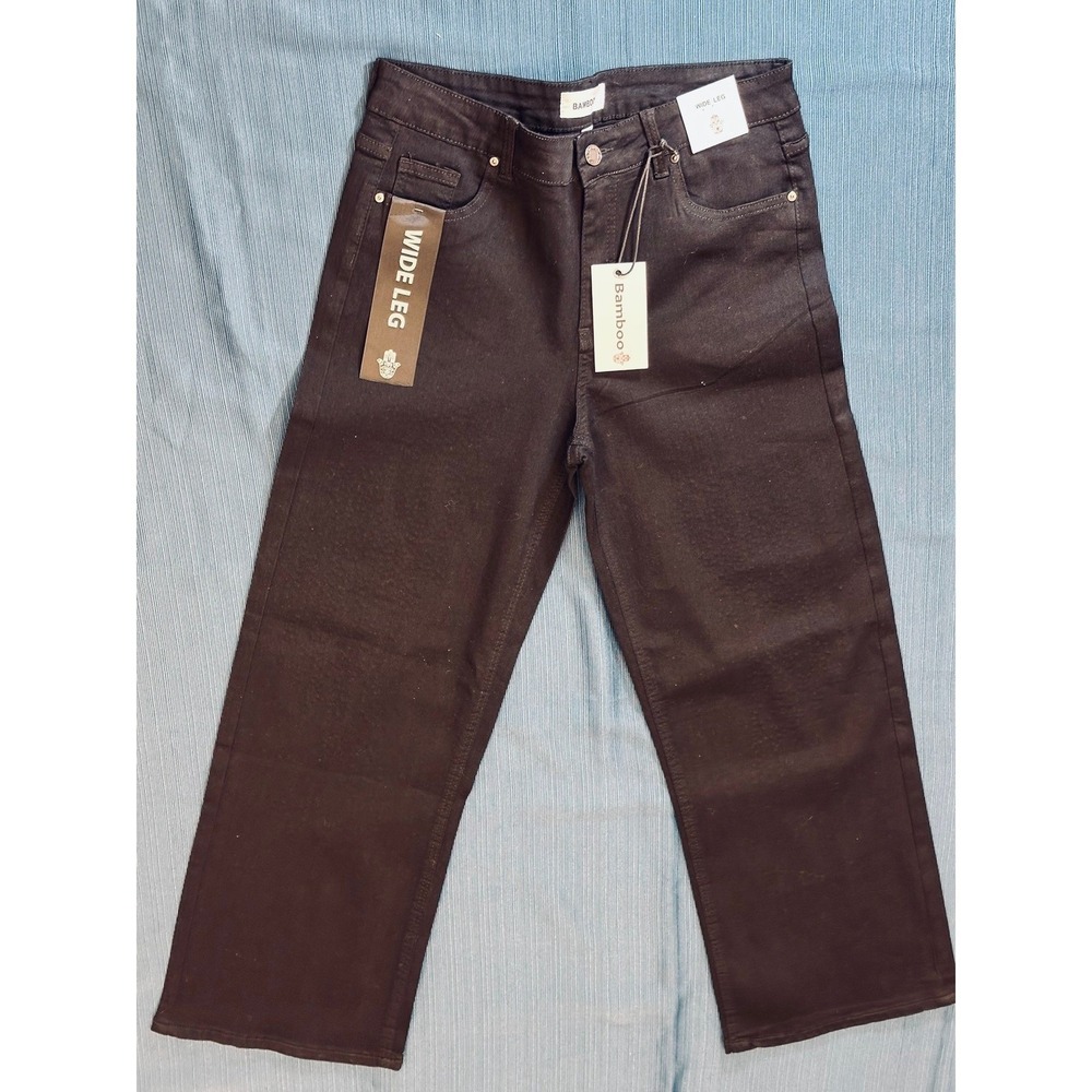 Bamboo Wide Leg Angel Wing Graphic Jeans Black Size 13 R/A2292 NWT - Picture 2 of 11